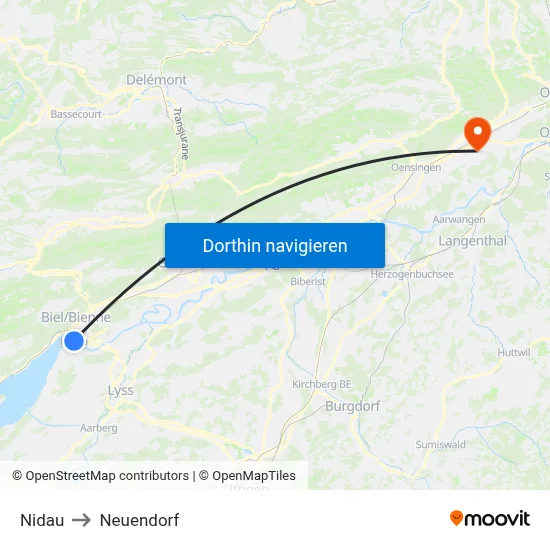 Nidau to Neuendorf map