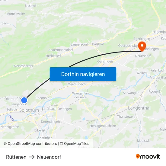 Rüttenen to Neuendorf map