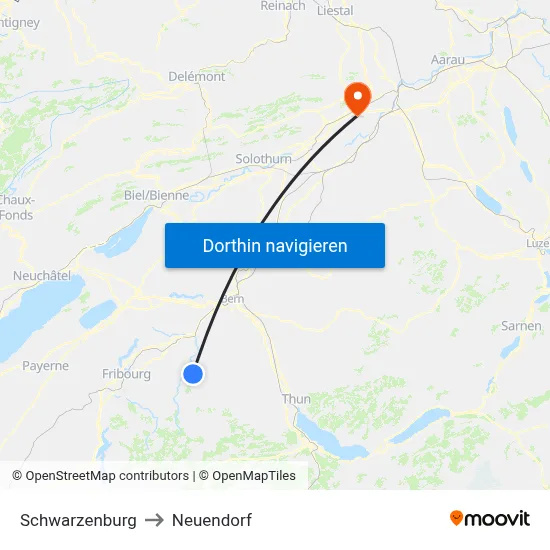 Schwarzenburg to Neuendorf map