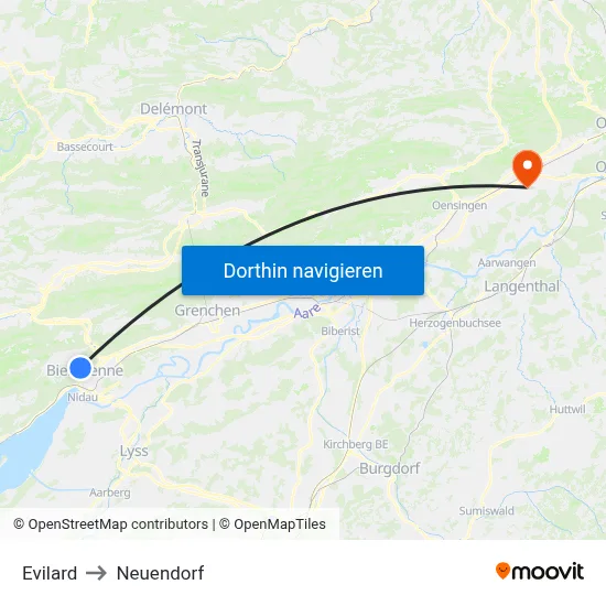 Evilard to Neuendorf map