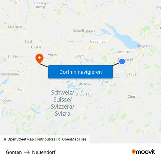 Gonten to Neuendorf map