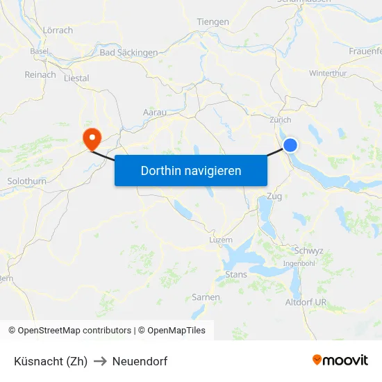 Küsnacht (Zh) to Neuendorf map