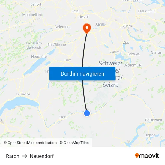 Raron to Neuendorf map