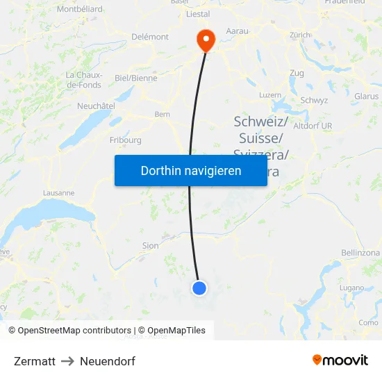 Zermatt to Neuendorf map
