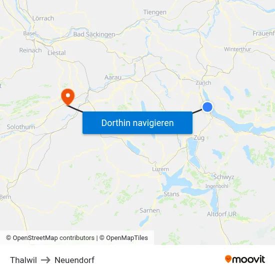 Thalwil to Neuendorf map