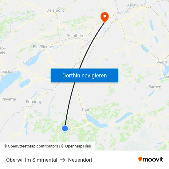 Oberwil Im Simmental to Neuendorf map