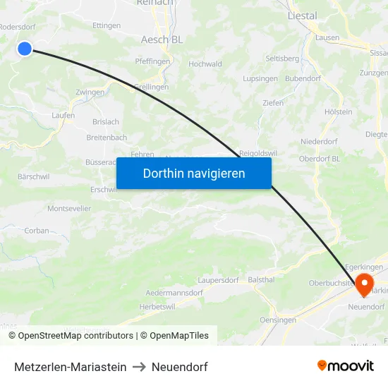 Metzerlen-Mariastein to Neuendorf map