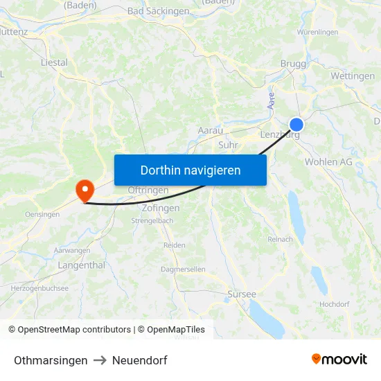 Othmarsingen to Neuendorf map