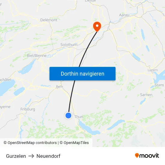 Gurzelen to Neuendorf map