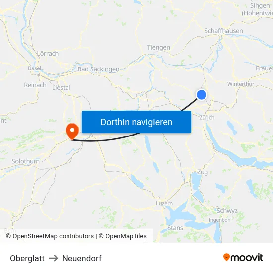 Oberglatt to Neuendorf map