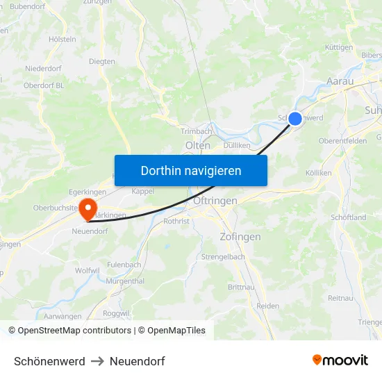 Schönenwerd to Neuendorf map
