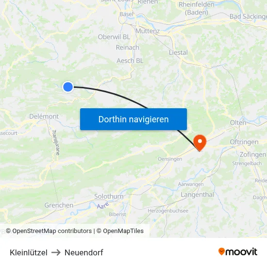 Kleinlützel to Neuendorf map