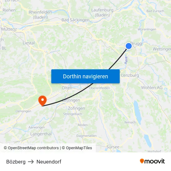 Bözberg to Neuendorf map