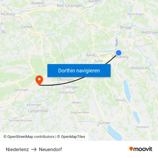 Niederlenz to Neuendorf map