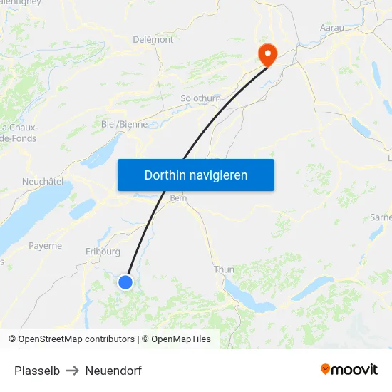 Plasselb to Neuendorf map