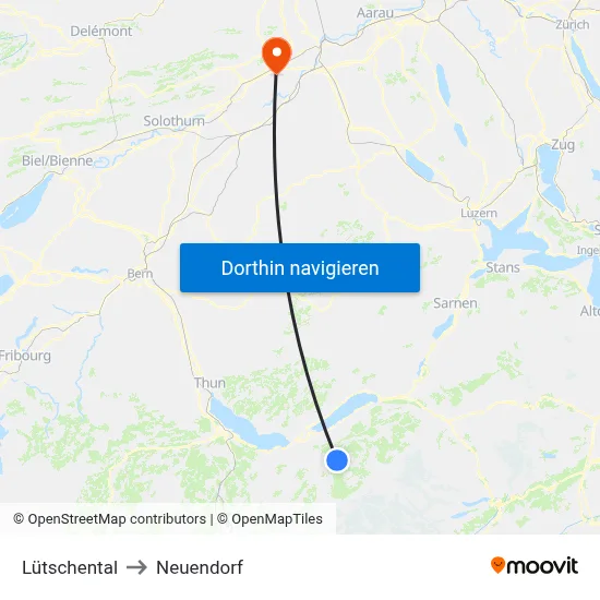 Lütschental to Neuendorf map