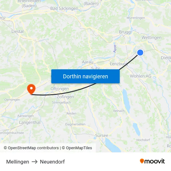 Mellingen to Neuendorf map