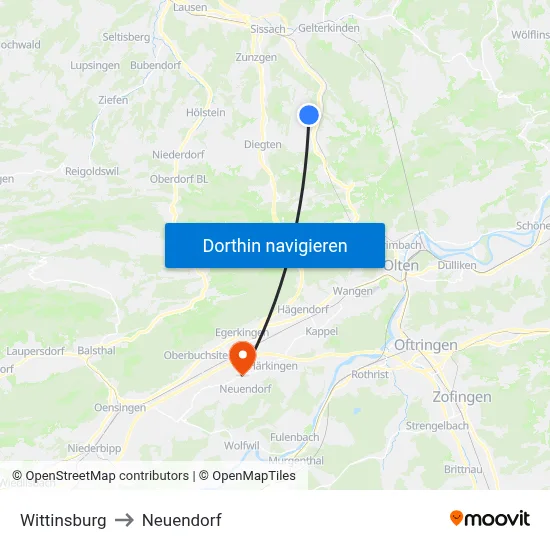 Wittinsburg to Neuendorf map