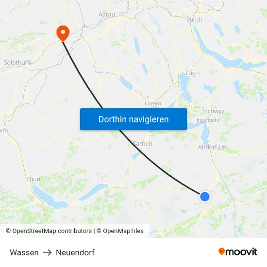 Wassen to Neuendorf map