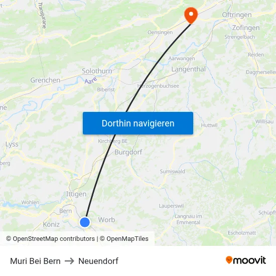 Muri Bei Bern to Neuendorf map