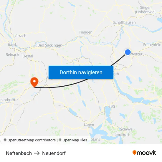 Neftenbach to Neuendorf map