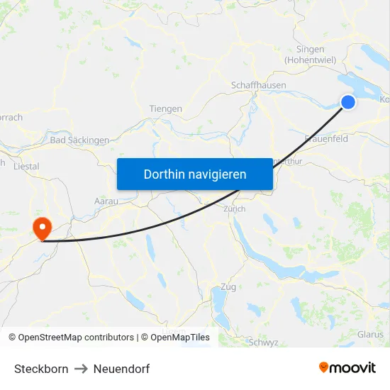 Steckborn to Neuendorf map
