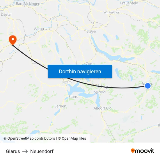 Glarus to Neuendorf map