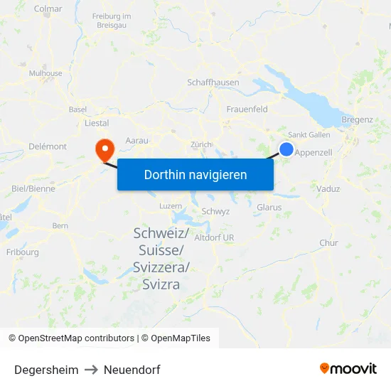 Degersheim to Neuendorf map