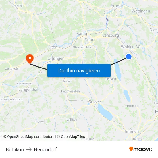 Büttikon to Neuendorf map