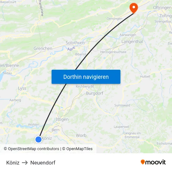 Köniz to Neuendorf map