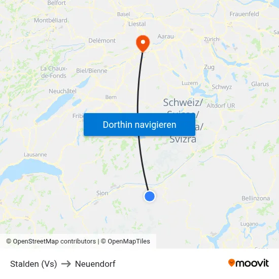 Stalden (Vs) to Neuendorf map