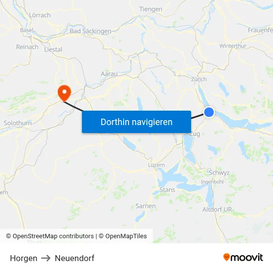 Horgen to Neuendorf map