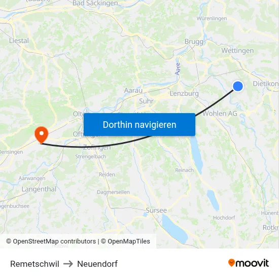 Remetschwil to Neuendorf map