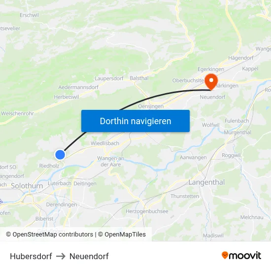 Hubersdorf to Neuendorf map
