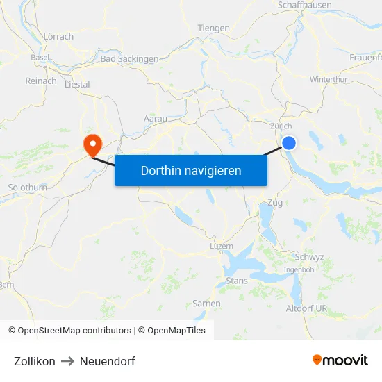 Zollikon to Neuendorf map