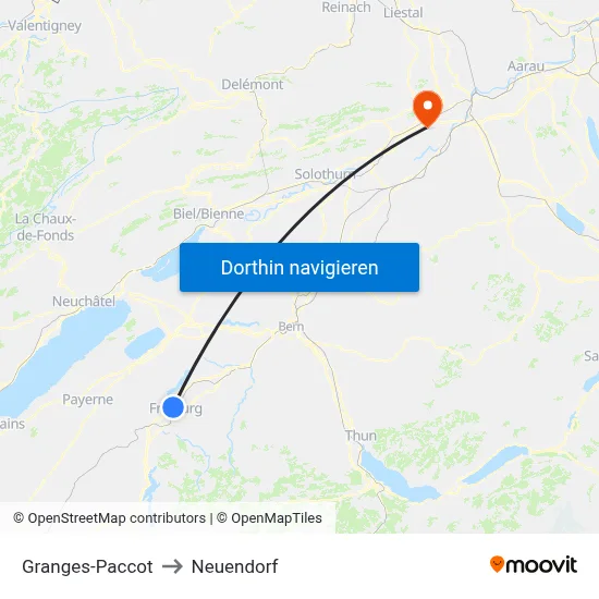 Granges-Paccot to Neuendorf map