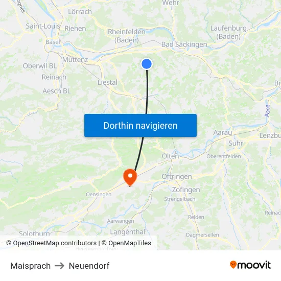 Maisprach to Neuendorf map