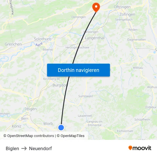 Biglen to Neuendorf map