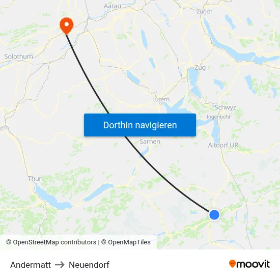 Andermatt to Neuendorf map