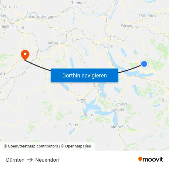 Dürnten to Neuendorf map