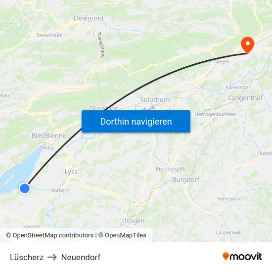 Lüscherz to Neuendorf map