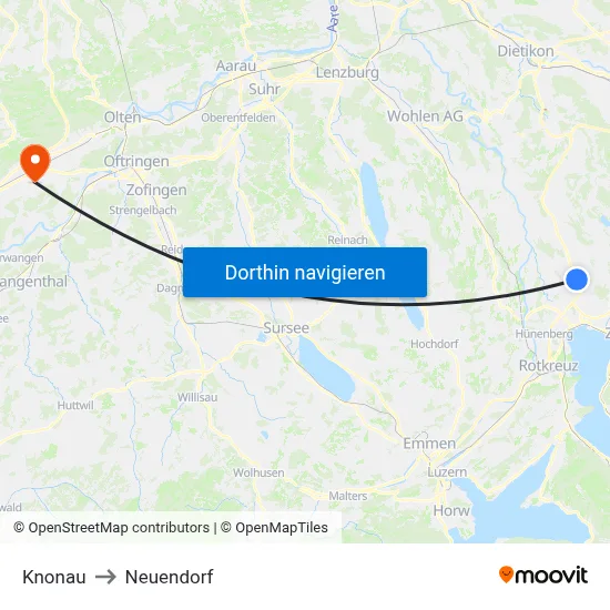 Knonau to Neuendorf map