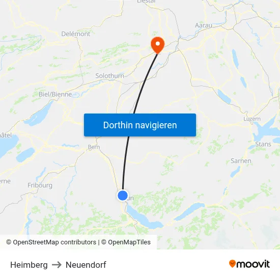 Heimberg to Neuendorf map