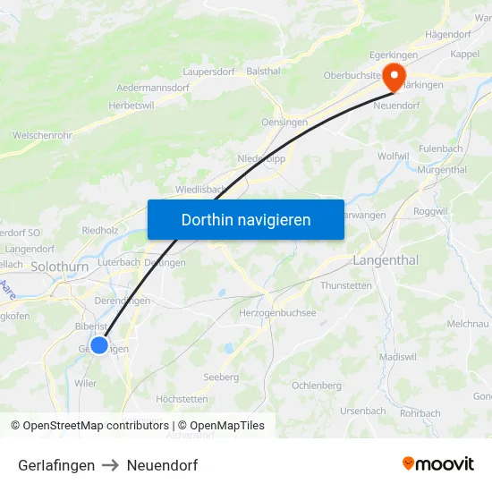Gerlafingen to Neuendorf map