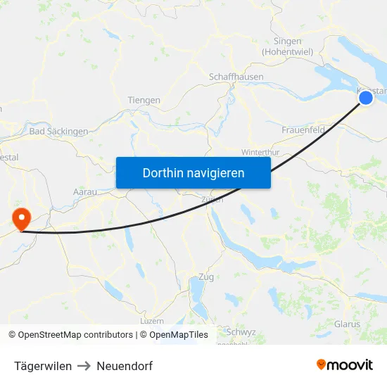 Tägerwilen to Neuendorf map