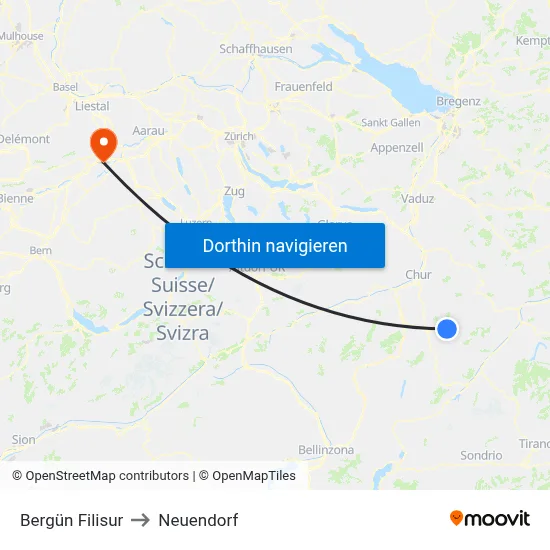 Bergün Filisur to Neuendorf map