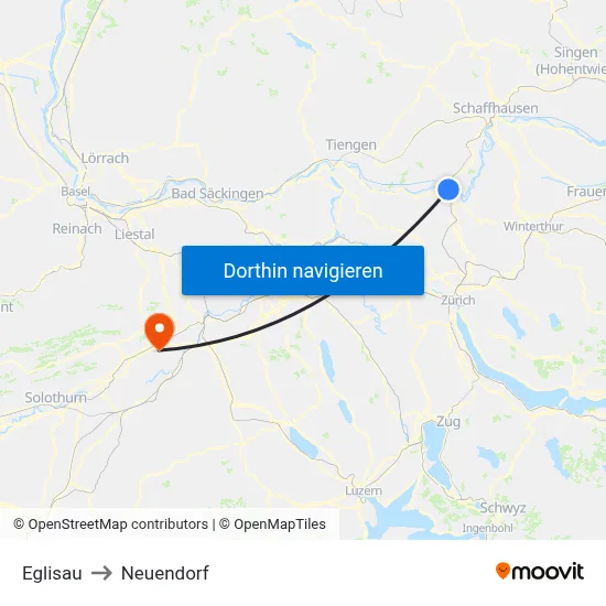 Eglisau to Neuendorf map