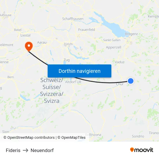 Fideris to Neuendorf map