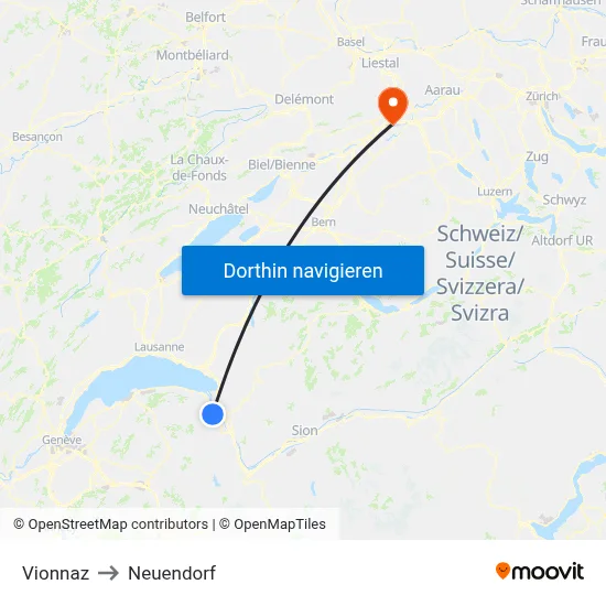 Vionnaz to Neuendorf map