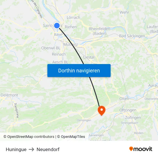 Huningue to Neuendorf map